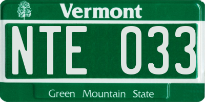 VT license plate NTE033