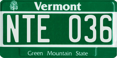VT license plate NTE036