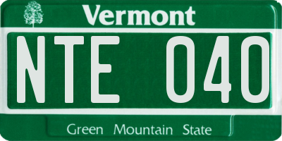 VT license plate NTE040