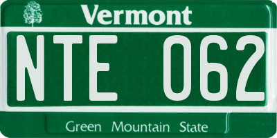 VT license plate NTE062