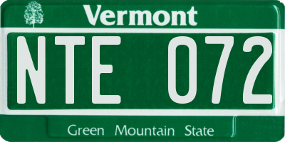VT license plate NTE072