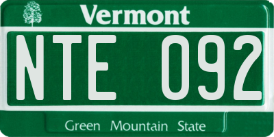 VT license plate NTE092