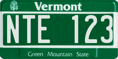 VT license plate NTE123