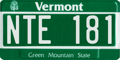 VT license plate NTE181