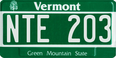 VT license plate NTE203