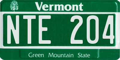 VT license plate NTE204