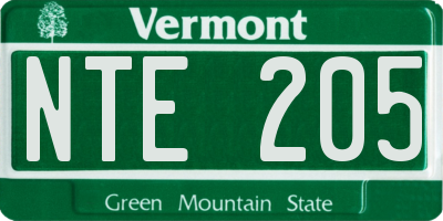 VT license plate NTE205