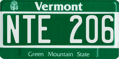 VT license plate NTE206