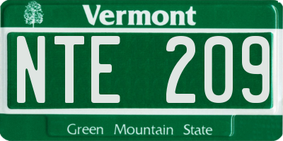 VT license plate NTE209