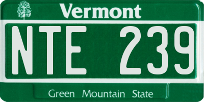 VT license plate NTE239