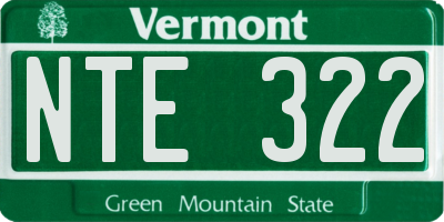 VT license plate NTE322