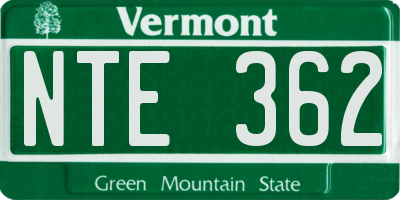 VT license plate NTE362