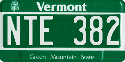 VT license plate NTE382