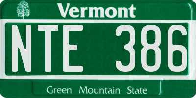 VT license plate NTE386