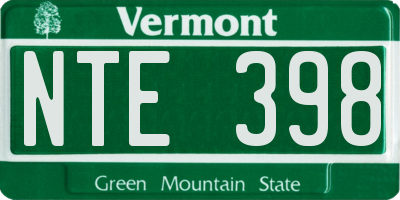 VT license plate NTE398