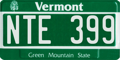 VT license plate NTE399