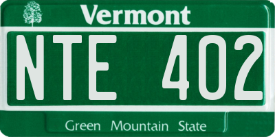 VT license plate NTE402