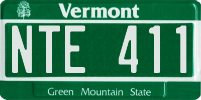 VT license plate NTE411