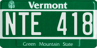 VT license plate NTE418