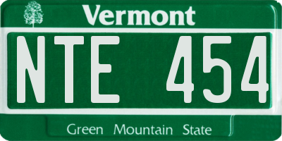 VT license plate NTE454