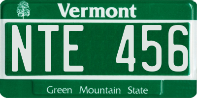 VT license plate NTE456