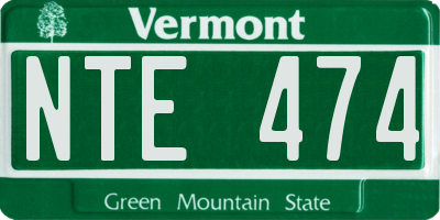 VT license plate NTE474