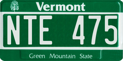 VT license plate NTE475