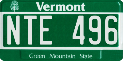 VT license plate NTE496