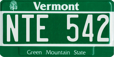 VT license plate NTE542