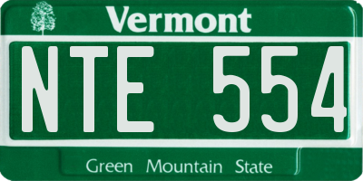 VT license plate NTE554