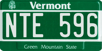 VT license plate NTE596