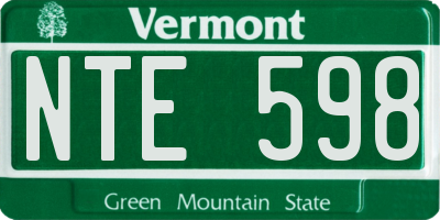 VT license plate NTE598