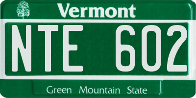 VT license plate NTE602