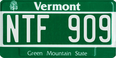 VT license plate NTF909