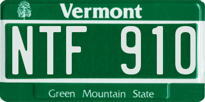 VT license plate NTF910