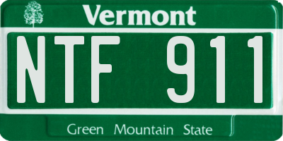 VT license plate NTF911