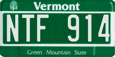 VT license plate NTF914