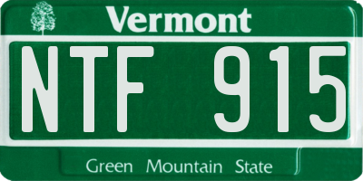VT license plate NTF915