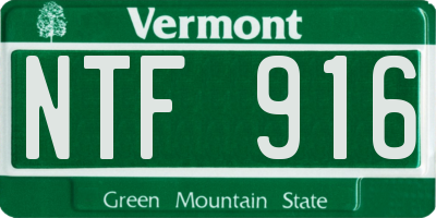 VT license plate NTF916