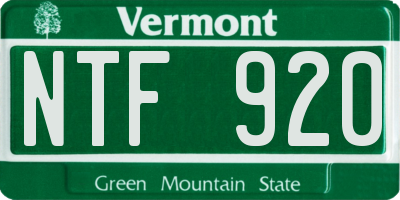VT license plate NTF920