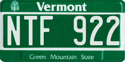 VT license plate NTF922