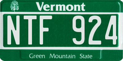 VT license plate NTF924