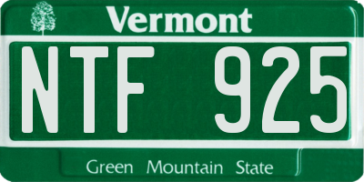 VT license plate NTF925