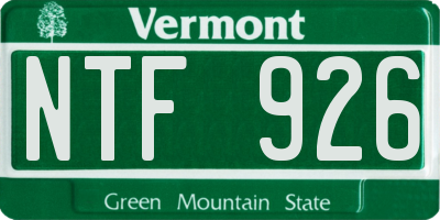 VT license plate NTF926