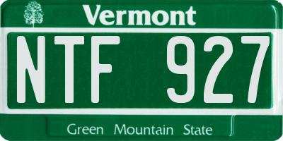 VT license plate NTF927