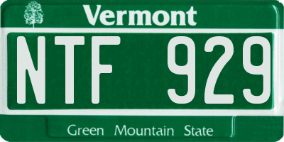 VT license plate NTF929