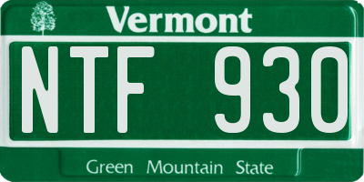 VT license plate NTF930