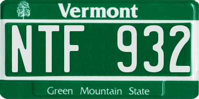 VT license plate NTF932