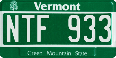 VT license plate NTF933