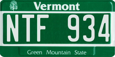 VT license plate NTF934
